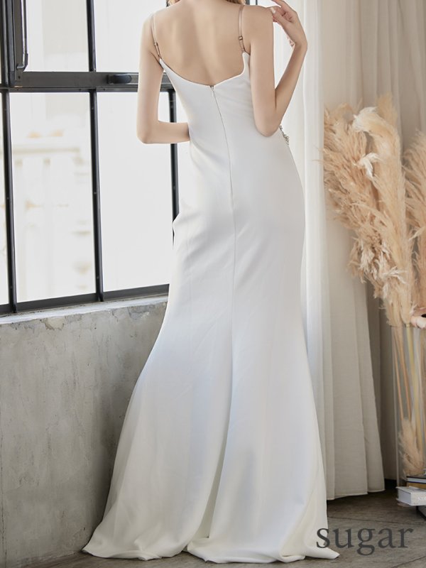 画像3: 【ANGEL R/エンジェルアール】ウエストスパンコール/ パール/ ビジュー/ キャミソール/ スリット/ タイト/ ロングドレス/ キャバドレス long[OF2]