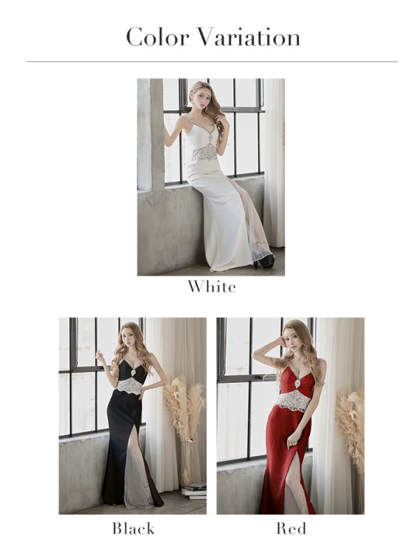 画像6: 【ANGEL R/エンジェルアール】ウエストスパンコール/ パール/ ビジュー/ キャミソール/ スリット/ タイト/ ロングドレス/ キャバドレス long[OF2]