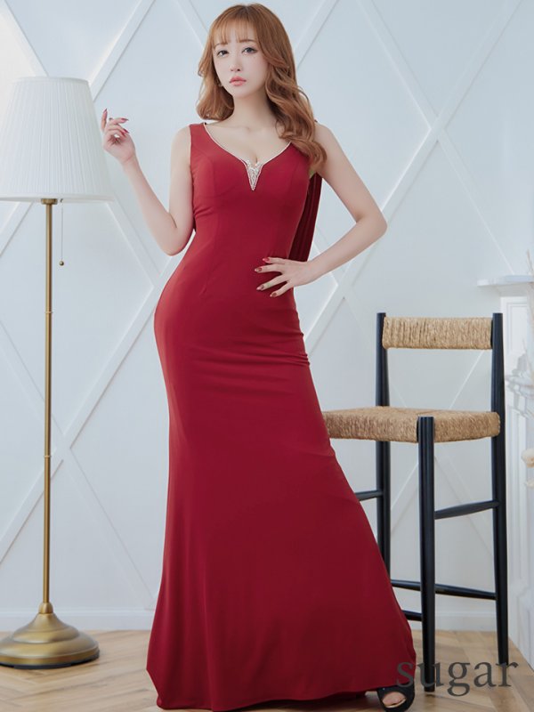 画像7: 【ANGEL R/エンジェルアール】バックドレープ/ ビジューデザイン/ マーメイド/ ロングドレス/ キャバドレス long[OF2]