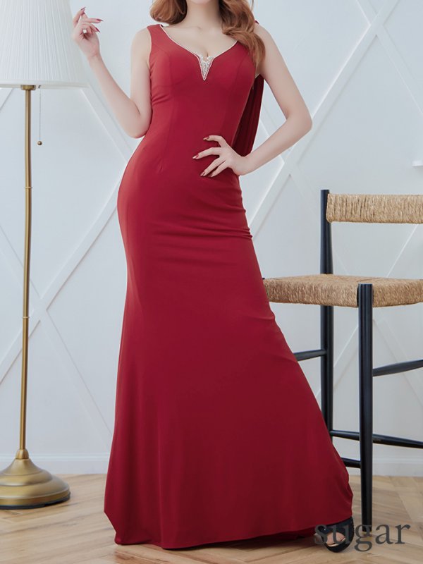 画像8: 【ANGEL R/エンジェルアール】バックドレープ/ ビジューデザイン/ マーメイド/ ロングドレス/ キャバドレス long[OF2]