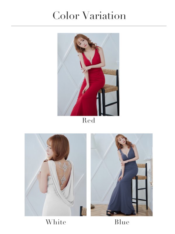 画像12: 【ANGEL R/エンジェルアール】バックドレープ/ ビジューデザイン/ マーメイド/ ロングドレス/ キャバドレス long[OF2]