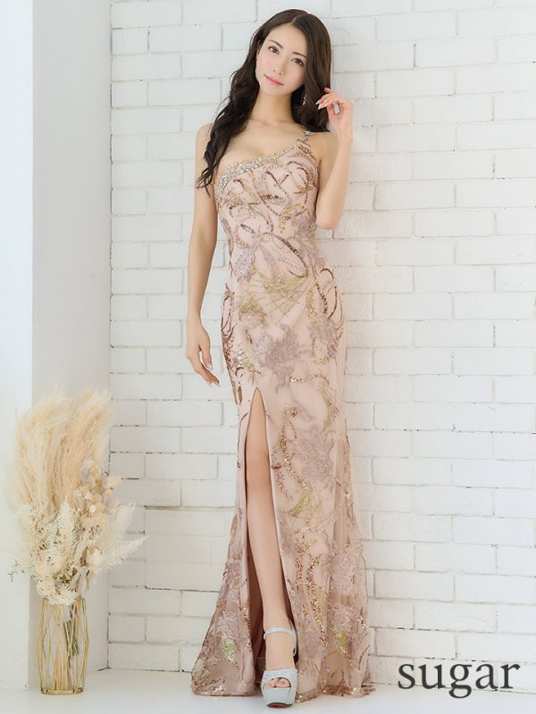 画像7: 【ANGEL R/エンジェルアール】フラワースパンコール/ ビジュー/ ワンショル/ スリット/ タイト/ ロングドレス/ キャバドレス long[OF2]