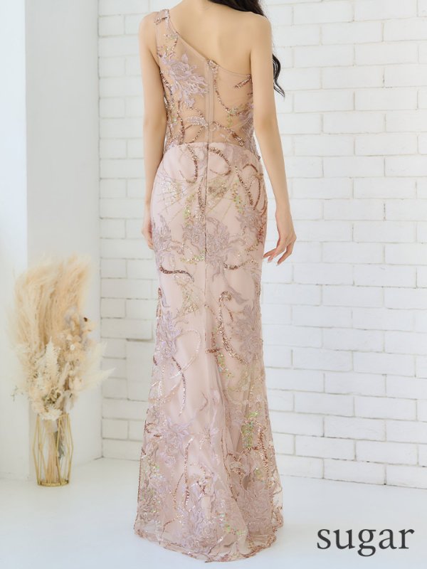 画像9: 【ANGEL R/エンジェルアール】フラワースパンコール/ ビジュー/ ワンショル/ スリット/ タイト/ ロングドレス/ キャバドレス long[OF2]