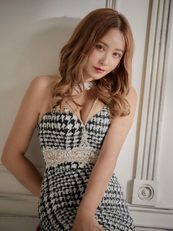 画像11: XSサイズあり【ANGEL R/エンジェルアール】ラメツイード/ デコルテウエストビジュー/ ホルター/ アメスリ/ タイト/ ミニドレス/ キャバドレス[OF2]