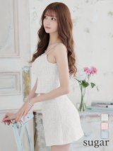 背の低い方必見！【ANGEL R/エンジェルアール】ツイード/ ショルダーバストビジュー/ セパレート/ フレア/ マイクロミニドレス/ キャバドレス[OF2]