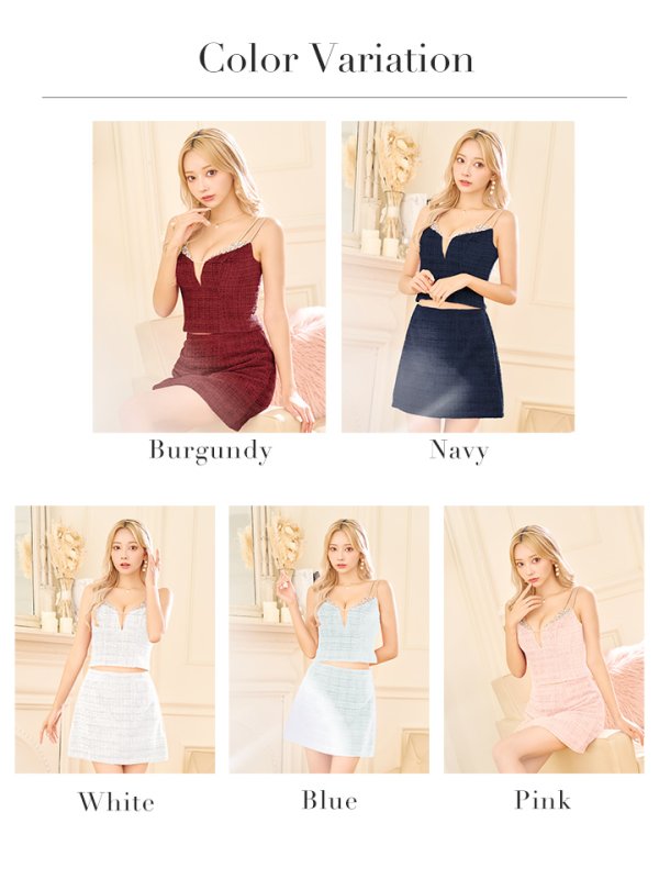 画像26: 【LIMITED SALE開催中！! 11月11日より順次発送予定】背の低い方必見！【ANGEL R/エンジェルアール】ツイード/ ショルダーバストビジュー/ セパレート/ フレア/ マイクロミニドレス/ キャバドレス[OF2]