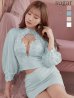 画像2: XSサイズあり【ANGEL R/エンジェルアール】フラワーレース/ パールチェーン/ 長袖/ ロングスリーブ/ 袖あり/ タイト/ マイクロミニドレス/ キャバドレス[OF2] (2)