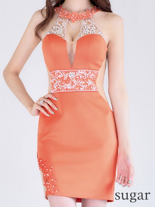 画像16: 【ANGEL R/エンジェルアール】アメスリ/ フラワーネック/ デコルテチェーン/ ビジュー/ タイト/ ミニドレス/ キャバドレス[OF2]