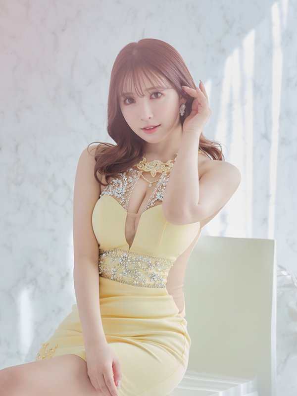 画像6: 【ANGEL R/エンジェルアール】アメスリ/ フラワーネック/ デコルテチェーン/ ビジュー/ タイト/ ミニドレス/ キャバドレス[OF2]