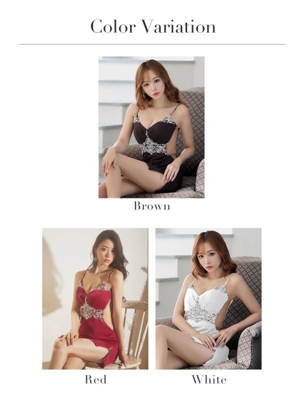 画像20: XSサイズあり【ANGEL R/エンジェルアール】キャミソール/ 裾ジップ/ ワンカラー/ タック/ バストウエストスパンコール/ パール/ ビジュー/ タイト/ ミニドレス/ キャバドレス[OF2]