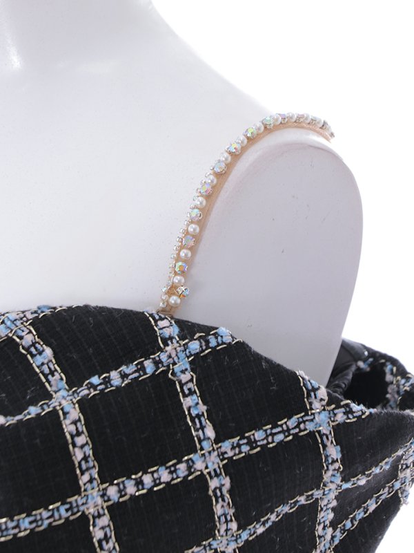 画像13: XSサイズあり【ANGEL R/エンジェルアール】オフショルダー/ ラメチェックツイード/ ビジューリボン/ タイト/ ミニドレス/ キャバドレス[OF2]