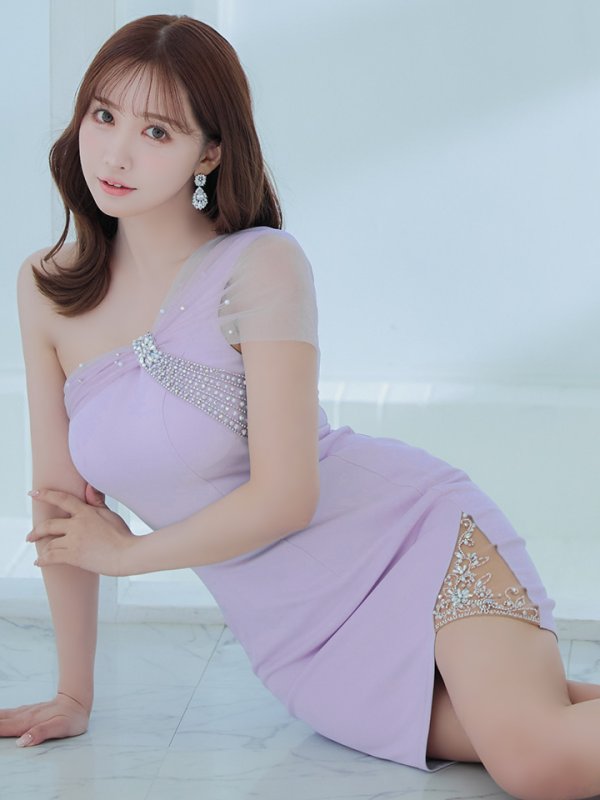 画像16: XSサイズあり【ANGEL R/エンジェルアール】パールビジュー/ レース/ ワンショルダー/ タイト/ ミニドレス/ キャバドレス[OF2]