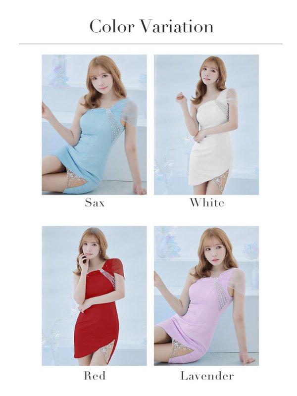 画像24: XSサイズあり【ANGEL R/エンジェルアール】パールビジュー/ レース/ ワンショルダー/ タイト/ ミニドレス/ キャバドレス[OF2]