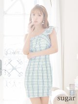 XSサイズあり【ANGEL R/エンジェルアール】リボンワンショルダー/ チェック/ タイト/ ミニドレス/ キャバドレス[OF2]