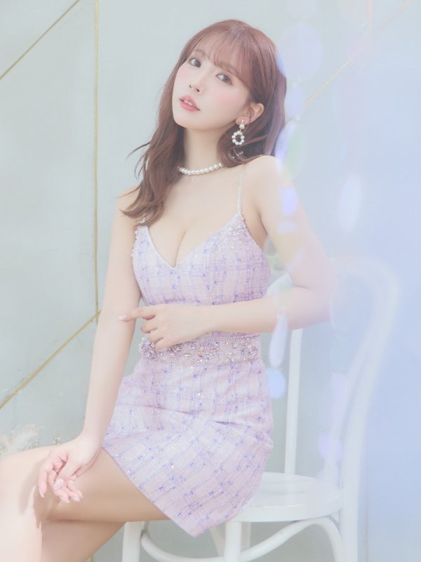 画像4: XSサイズあり【ANGEL R/エンジェルアール】チェックツイード/ ウエストパールビジュー/ フレア/ ミニドレス/ キャバドレス[OF2]