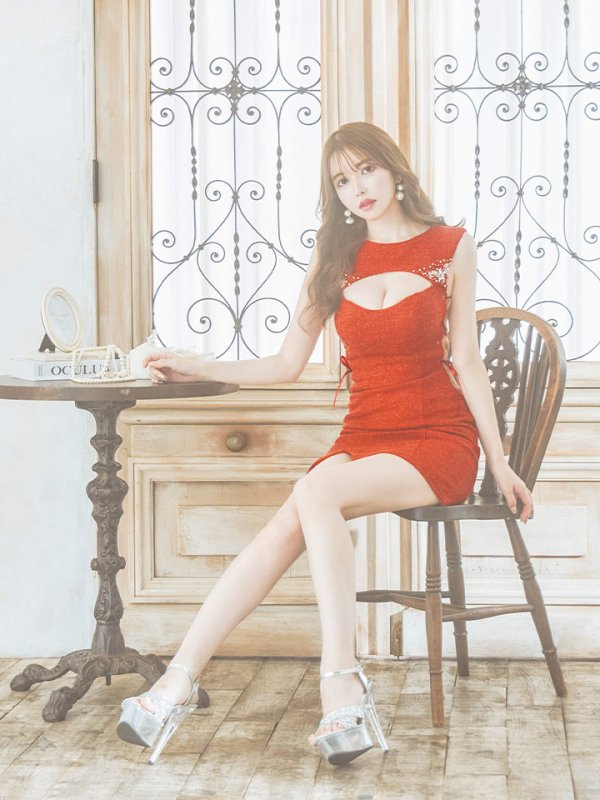 画像3: XSサイズあり【ANGEL R/エンジェルアール】サイドスピンドル/ バストオープンビジュー/ バストカット/ タイト/ ミニドレス/ キャバドレス[OF2]