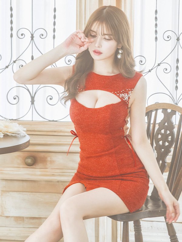 画像4: XSサイズあり【ANGEL R/エンジェルアール】サイドスピンドル/ バストオープンビジュー/ バストカット/ タイト/ ミニドレス/ キャバドレス[OF2]