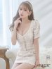 画像1: XSサイズあり【ANGEL R/エンジェルアール】デコルテパール/ ビジュー/ パフスリーブ/ セパレート/ マイクロミニ/ タイト/ミニドレス/ キャバドレス[OF2] (1)