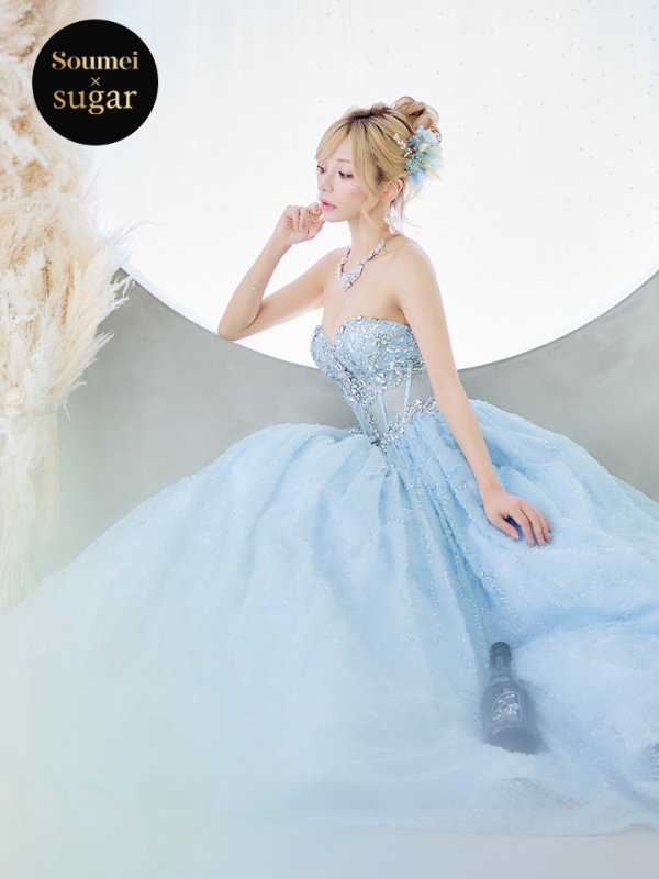 画像9: 【関西コレクション着用】【ANGEL R/エンジェルアール】ベア/ ウェディング/ バースデー/ プリンセス/ コルセット/ フラワーレース/ バストビジュー/ ウエストシースルー/ キャバドレスlong[HC03]