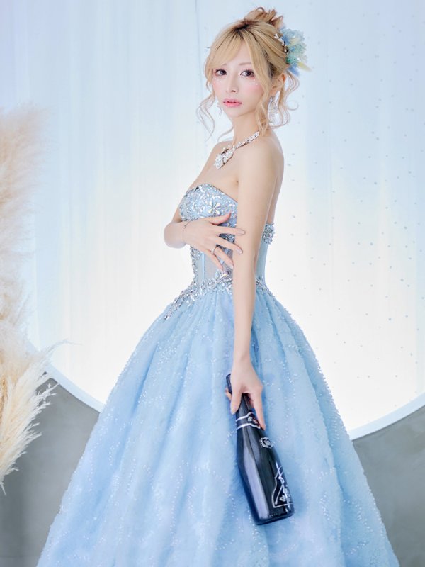 画像15: 【関西コレクション着用】【ANGEL R/エンジェルアール】ベア/ ウェディング/ バースデー/ プリンセス/ コルセット/ フラワーレース/ バストビジュー/ ウエストシースルー/ キャバドレスlong[HC03]