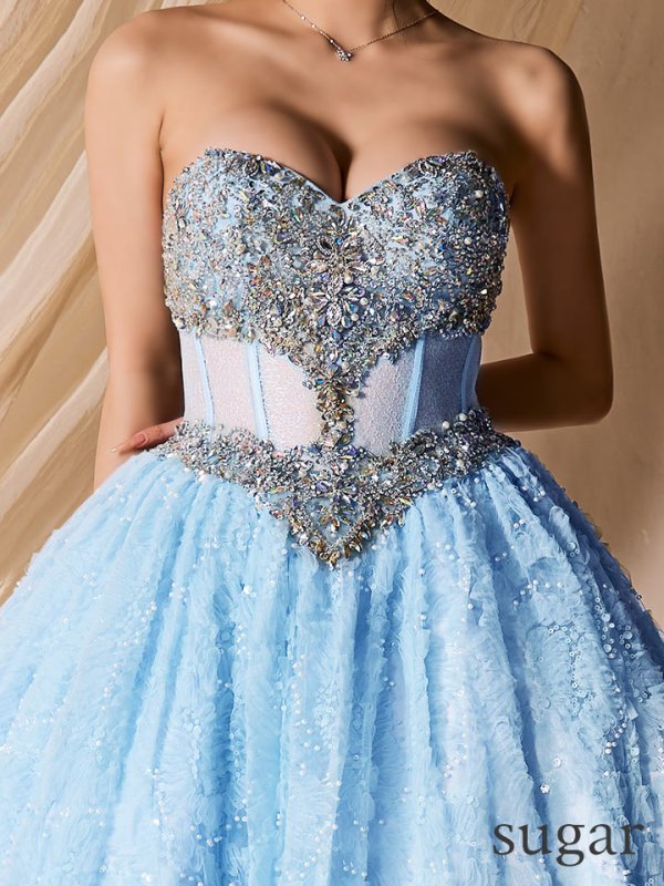 ブルー モデル：ゆりお　身長：165cm　着用サイズ：(Fサイズ)