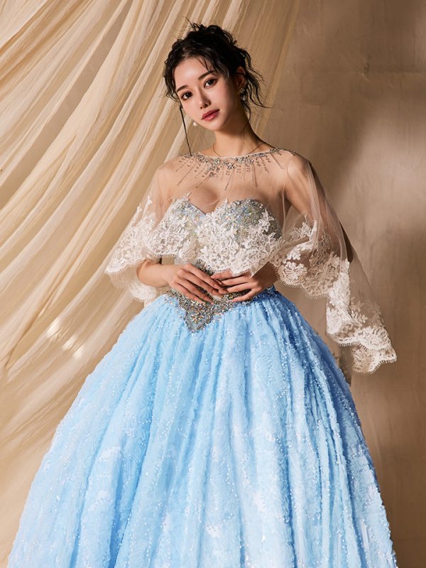 ブルー モデル：ゆりお　身長：165cm　着用サイズ：(Fサイズ)