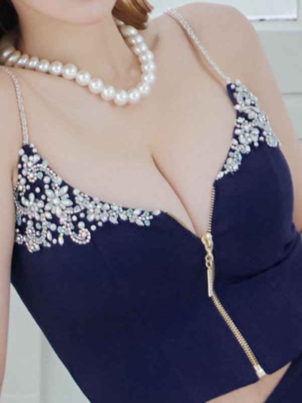 画像17: 【ANGEL R/エンジェルアール】バストビジュー/ フロントファスナー/ セパレート/ キャミソール/ スリット/ タイト/ ロングドレス/ キャバドレス long[OF2]