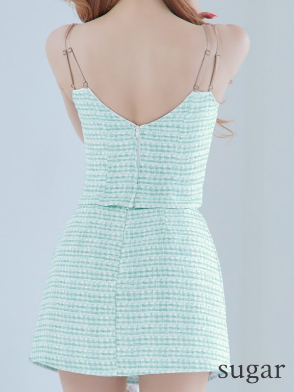 画像18: XSサイズあり【ANGEL R/エンジェルアール】バストビジュー/ チェックツイード/ セパレート/ フレア/ ミニドレス/ キャバドレス[OF2]