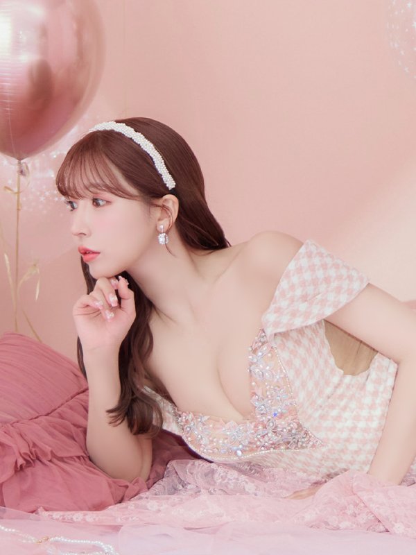 画像3: sugarコラボ商品☆XSサイズあり【ANGEL R/エンジェルアール】オフショルダー/ 千鳥柄/ ツイード/ バストフラワーパールビジュー/ タイト/ ミニドレス/ キャバドレス[OF2]