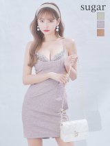 XSサイズあり【ANGEL R/エンジェルアール】バストレース/ ショルダービジュー/ チェック/ ツイード/ タイト/ ミニドレス/ キャバドレス[OF2]