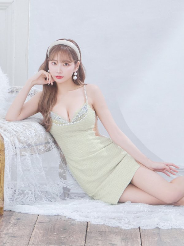 画像13: XSサイズあり【ANGEL R/エンジェルアール】バストレース/ ショルダービジュー/ チェック/ ツイード/ タイト/ ミニドレス/ キャバドレス[OF2]