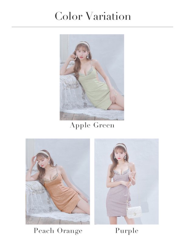 画像22: XSサイズあり【ANGEL R/エンジェルアール】バストレース/ ショルダービジュー/ チェック/ ツイード/ タイト/ ミニドレス/ キャバドレス[OF2]