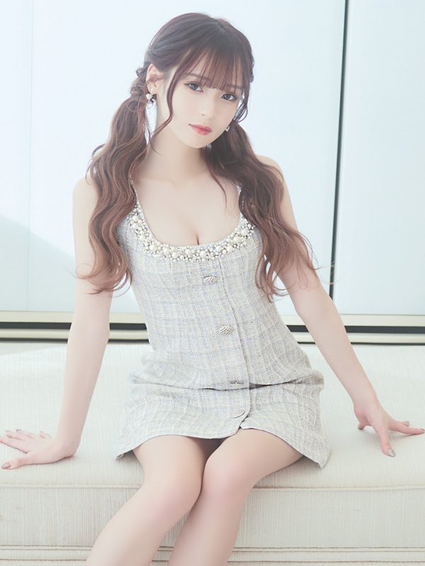 画像3: XSサイズあり【ANGEL R/エンジェルアール】チェックツイード/ バストパールビジュー/ フロントボタン/ フレア/ ミニドレス/ キャバドレス[OF2]