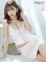 sugarコラボ商品☆XSサイズあり【ANGEL R/エンジェルアール】スパンコール/ フロントジップ/ キャミ/ タイト/ マイクロミニドレス/ キャバドレス[OF2]
