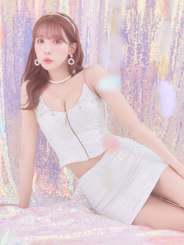 画像15: sugarコラボ商品☆XSサイズあり【ANGEL R/エンジェルアール】スパンコール/ フロントジップ/ キャミ/ タイト/ マイクロミニドレス/ キャバドレス[OF2]