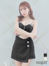 XSサイズあり【ANGEL R/エンジェルアール】ツイード/ アッパーファスナー/ キャミソール/ ラップスカート/ タイト/ マイクロミニドレス/ キャバドレス[OF2]