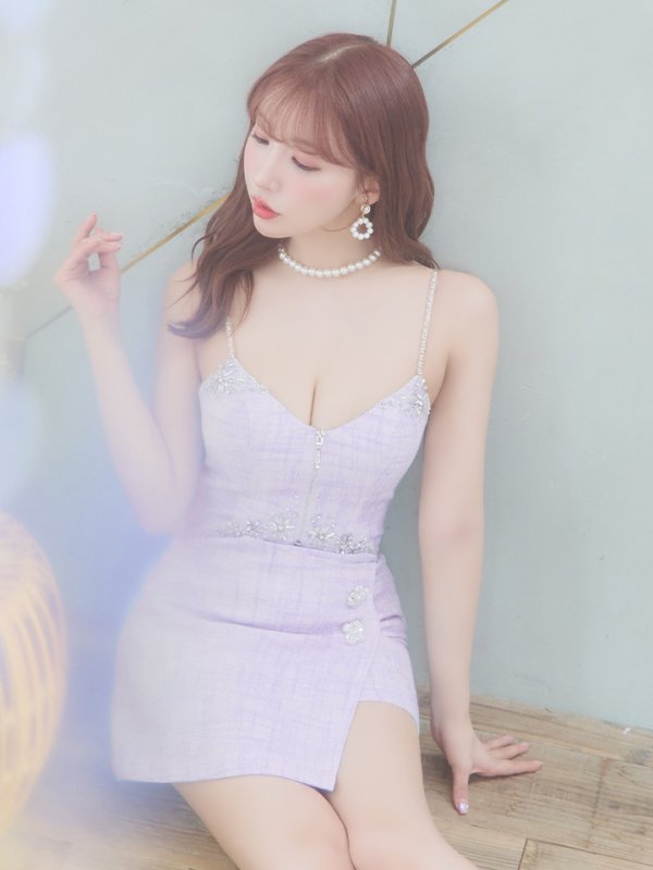 画像10: XSサイズあり【ANGEL R/エンジェルアール】ツイード/ アッパーファスナー/ キャミソール/ ラップスカート/ タイト/ マイクロミニドレス/ キャバドレス[OF2]