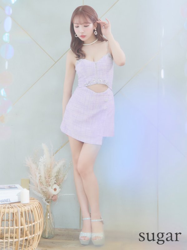 画像13: XSサイズあり【ANGEL R/エンジェルアール】ツイード/ アッパーファスナー/ キャミソール/ ラップスカート/ タイト/ マイクロミニドレス/ キャバドレス[OF2]