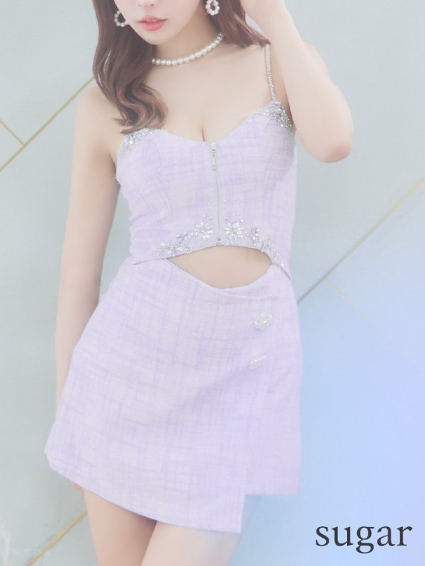 画像14: XSサイズあり【ANGEL R/エンジェルアール】ツイード/ アッパーファスナー/ キャミソール/ ラップスカート/ タイト/ マイクロミニドレス/ キャバドレス[OF2]