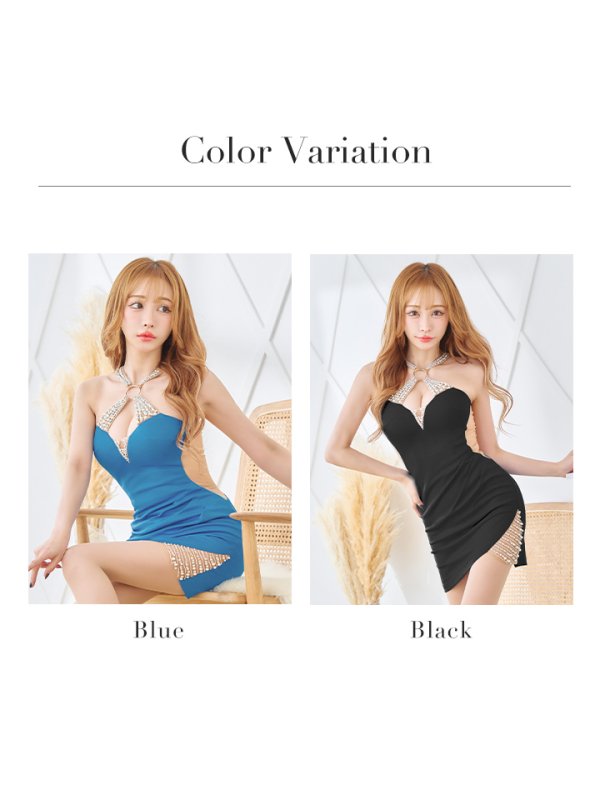 画像16: XSサイズあり【ANGEL R/エンジェルアール】デコルテリング/ バックパールビジュー/ ホルター/ アメスリ/ ストレッチ/ タイト/ ミニドレス/ キャバドレス[OF2]