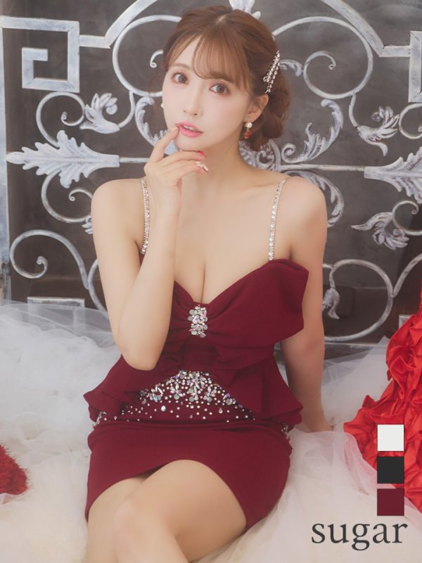 画像1: XSサイズあり【ANGEL R/エンジェルアール】ビッグフリルリボン/ ビジュー/ セパレート/ マイクロミニ/ タイト/ミニドレス/ キャバドレス[OF2]