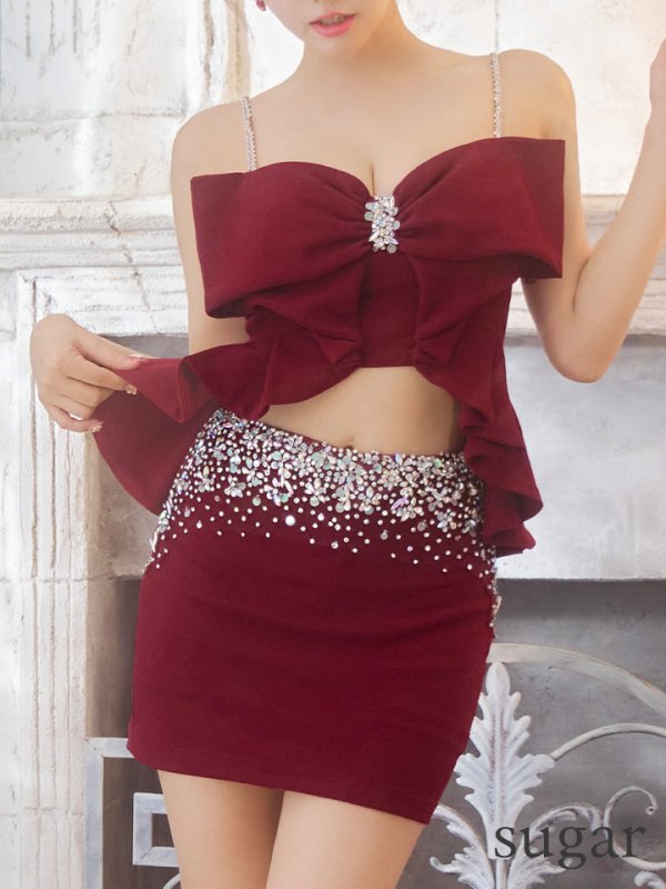 画像32: 【AMIRU/関西コレクション着用】XSサイズあり【ANGEL R/エンジェルアール】ビッグフリルリボン/ ビジュー/ セパレート/ マイクロミニ/ タイト/ミニドレス/ キャバドレス[OF2]