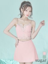 XSサイズあり【ANGEL R/エンジェルアール】アッパーフロントビジュー/ セパレート/ キャミソール/ セットアップ/ 台形スカート/ ミニドレス/ キャバドレス[OF2]