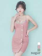 XSサイズあり【ANGEL R/エンジェルアール】バストメッシュ/ ビジュー/ ボタン/ キャミソール/ タイト/ ミニドレス/ キャバドレス[OF2]