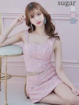XSサイズあり☆背の低い方必見！【ANGEL R/エンジェルアール】ツイード/ ショルダービジュー/ ツーピース/ タイト/ マイクロミニドレス/ キャバドレス[OF2]
