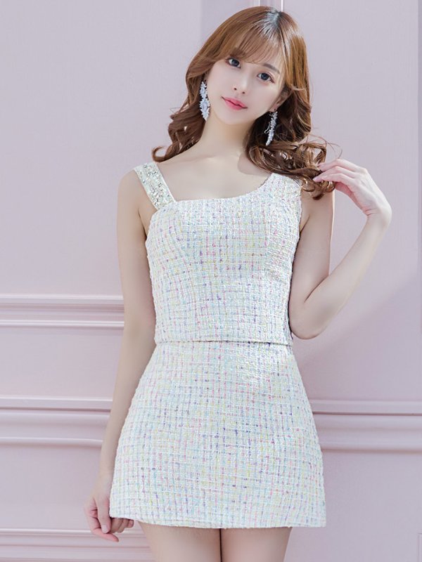 画像10: XSサイズあり☆背の低い方必見！【ANGEL R/エンジェルアール】ツイード/ ショルダービジュー/ ツーピース/ タイト/ マイクロミニドレス/ キャバドレス[OF2]