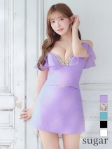 XSサイズあり【ANGEL R/エンジェルアール】バストビジュー/ シースルーレース/ オフショルダー/ セパレート/ タイト/ ミニドレス/ キャバドレス[OF2]
