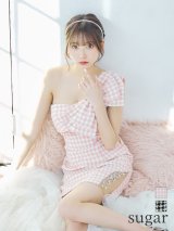sugarコラボ商品☆XSサイズあり【ANGEL R/エンジェルアール】ワンショルダー/ 千鳥柄/ ツイード/ ビッグリボンパールビジュー/ タイト/ ミニ/ キャバドレス[OF2]