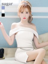 XSサイズあり【ANGEL R/エンジェルアール】オフショルダー/ チェーンテレコ/ リブニット/ スリットスカート/ タイト/ ミニドレス/ キャバドレス[OF2]