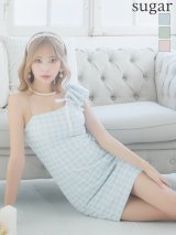 XSサイズあり【ANGEL R/エンジェルアール】アシンメトリー/ ショルダーギャザー/ チェック/ ツイード/ タイト/ ミニドレス/ キャバドレス[OF2]